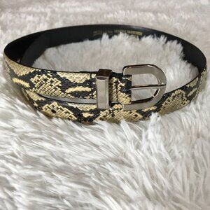 NWOT Natural Genuine Snakeskin Brushed Silver Metal Buckle Belt